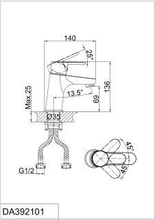 Смеситель для раковины DQ Rhein Marx хром DA1392101